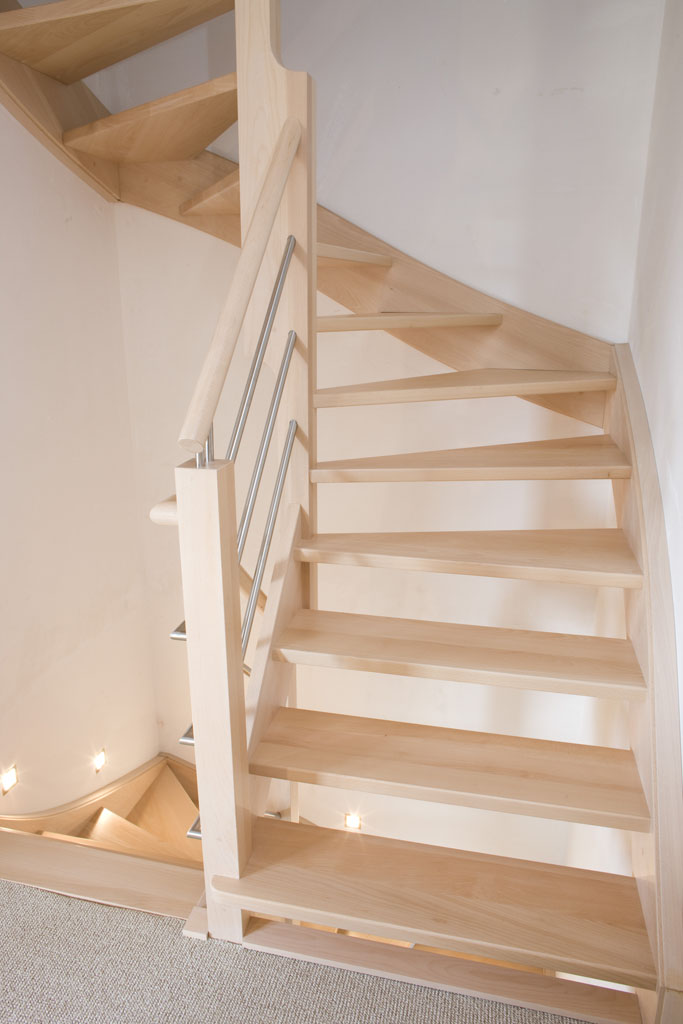 Escalier quart tournant double ouvert standard